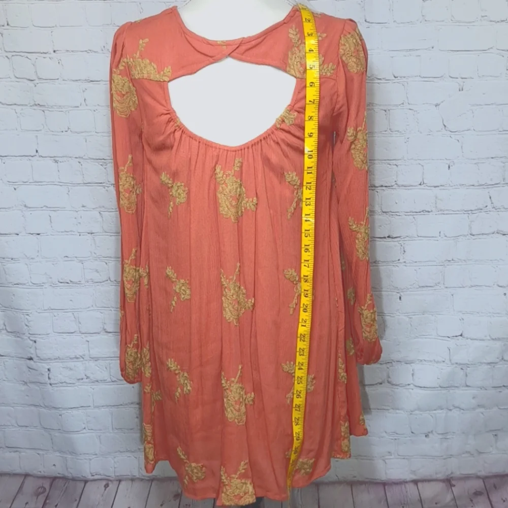 Free People Burnt Orange Embroidered Austin Mini Dress
